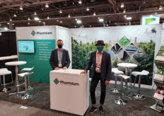 Sales managers Josh Gauche and Harman Gilbert of Phormium, at the company's booth (C4830). Phormium provides professional screen solutions for cannabis growers